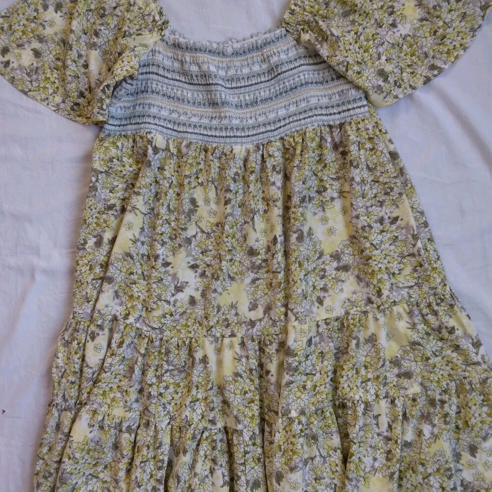 Davi And Dani Maxi Dress Smocked Floral Peasant Boho Prairie Women's Medium - Picture 3 of 11